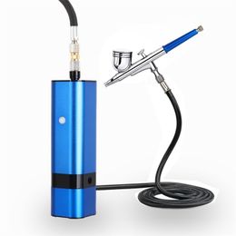 Spray Guns TM80S-130 Blue Color Cordless 0.3MM Needles Air Brush With Compressor Clean Kit Portable Airbrush Pneumatic Tool 221007