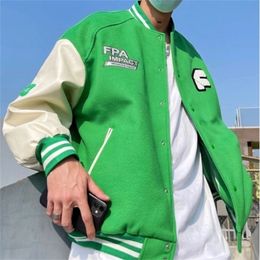 Men's Jackets European and American retro letter embroidery jackets coat men's street hip-hop trend baseball uniform lovers loose wild jacket 221006