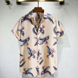 Men's Casual Shirts Turn-down Collar Short Sleeve Men Shirt Printed Single-breasted Beach Breathable Lapel Summer For Daily Wear 2022