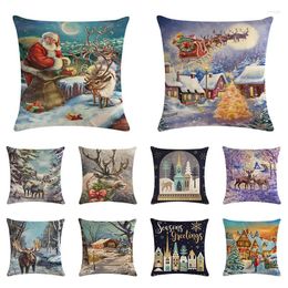 Pillow Christmas Santa Claus Case Reindeer Cover Graffi Style Throw Moose Pillowcase Elk Decorative Pillows TX96