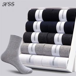 Mens Socks HSS Cotton styles 10 Pairs Lot Black Business Men Breathable Spring Summer for Male US size6512 221007