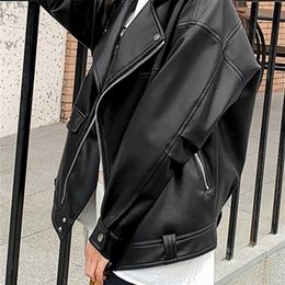 Women's Jackets Sungtin Faux Leather Jacket Women Casual PU Loose Motorcycle Jackets Female Streetwear Oversized Coat Korean Chic Spring 221006