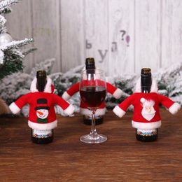 Christmas Decorations 1pc Cute Cartoon Santa Snowman Elk Sweater Cloth Wine Bottle Cover Year Party Champagne Cap Home El Table Decor