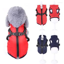 Dog Collars 1pc Pet Clothes Winter Warm Jacket With Harness Puppy Outdoor Walk Adjustable Chest Strap Cloth Vest Clothing