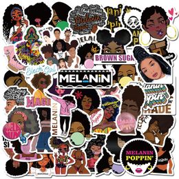 50PCS Melanin Poppin Stickers Inspirational Black Girl Graffiti Kids Toy Skateboard car Motorcycle Bicycle Sticker Decals Wholesale