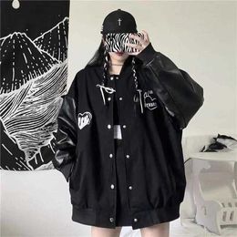 Jackets Lady Loves Print Baseball Uniform Women Tide Button Pocket Couple Y2K Casual Loose Bomber Coats Y2210