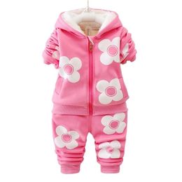 Clothing Sets Winter Baby Girls Clothing Set Autumn Toddler Boys Girls Warm Hooded Coats Pants Suit Kids Thick Tracksuit Clothes Set 221007