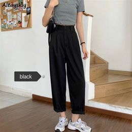 Womens Pants Capris Pants Women Allmatch Basic Summer BF Style Minimalist Ladies AnkleLength Trousers Wideleg Chic Leisure Womens Pant 221007