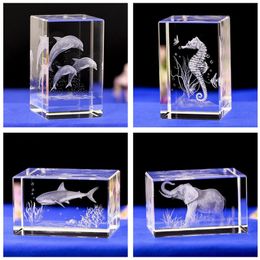 Other Home Decor Mini K9 Crystal 3D Internal Sculpture Inter engraving Animal Creative Gift Office Desk Decoration Crafts Drop 221007