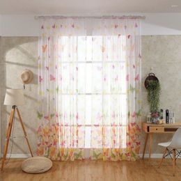 Curtain Butterflies Voile Curtains Divider Window Drape Panel Sheer Romantic For Living Room Screening