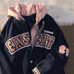 Women's Jackets Trendy Fashion Letter Printing Embroidered Baseball Uniform Female Couple retro Harajuku Loose American Street Jacket Women 221006