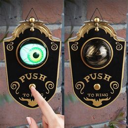 Other Event Party Supplies Halloween Eyes Doorbell Decoration Horror Props Glowing Hanging Piece Whole Door Haunted House Eyeball Decor 221007