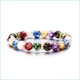 Beaded Strands Natural Resin Chakra Strands Bracelet Fashion Colorf Ornaments Energy New Jewellery Women Man Beaded Bracelets Yoga Chr Dhyno