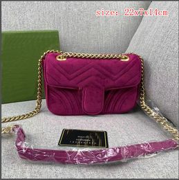 Designer-velvet bags handbags women famous shoulder bag luxury handbags purses chain fashion crossbody bag 22x7x14cm trrfr