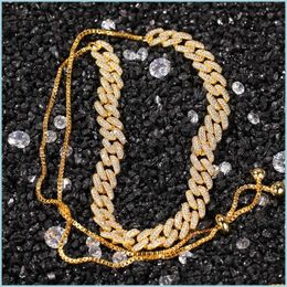 Chains Men Gold Iced Out Necklace Hip Hop Bling Chains Jewellery Miami Cuban Link Chain Extendable Up To 60Cm 1655 T2 Drop Delivery 202 Dhx9C