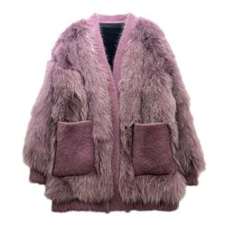 Women's Fur Faux winter Korean version of the fur grass jacket women's mid length mink cardigan loose coat 221006