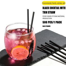 Disposable Cups Straws PGY 500Pcs Cocktail 21/13cm Black Long short Plastic DIY Party Kitchen Accessories 221007