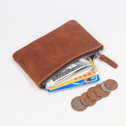 Wallets Genuine Leather Wallet For Men Male Vintage Mens Short Slim Small Zipper Coin Purse Card Holder