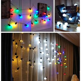 Strings Homixs 5M 20pcs 4CM Big Ball Led String Light Black Wire Outdoor Christmas Garland Fairy Garden Starry Lights 110V 220V