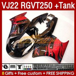 & Tank Fairings For SUZUKI RGVT250 red flames VJ 22 RGV RGVT 250 CC RGVT-250 160No.53 RGV250 SAPC VJ22 90 91 92 1993 1995 1996 RGV-250 1990 1991 1992 93 94 95 96 OEM Fairing