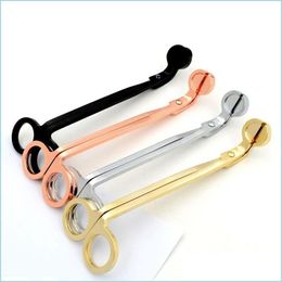 Scissors 4 Colors Stainless Steel Candle Wick Trimmer Oil Lamp Trim Scissor Cutter Snuffer Tool Hook Clipper Personality Dro Bdesybag Dhsth