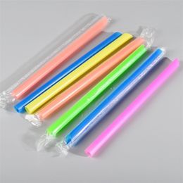 Disposable Cups Straws 500pcs Multicolor Plastic Straw Individually Wrapped Bubble Boba Milk Tea Smoothie Thick Bar Drink Accessories 221007