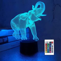 Elephant 3D Night Light for Kids with 16 Colors Changing Remote Control Lamp Year Old Girls Women Boys Gift