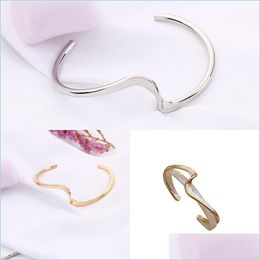 Cuff Simple Cuff Bracelet White Shellfish Board Bend Metal Geometric Overlap Acetic Resin Open Bangle For Women Girls Jewellery 207 D Dhfv5