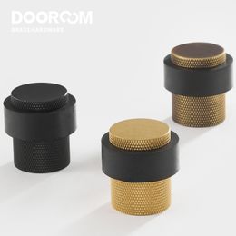 Door Catches Closers oom Knurled Brass Rubber Stops Bathroom Stopper Heavy Duty Floor Mount Bumper Non-magnetic Holder Catch 221007