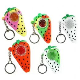 Colorful Silicone Pipes Pyrex Thick Glass Filter Bowl Smoking Cigarette Holder Strawberry Style Portable Keychains DHL