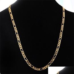 Chains 24K Gold Platinum Plated 4.5Mm Mens Nk Links Figaro Chain Necklace 23.4Inches 50Cm Drop Delivery 2021 Jewellery Necklaces Pendant Dh0Us