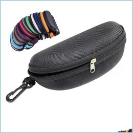 Sunglasses Cases Bags 15 Colours Sunglasses Case Eyeglasses Box Glasses Bag Carry Sunglass Portable Zipper Hook Hard Holder 100 U2 Dr Dhg5O