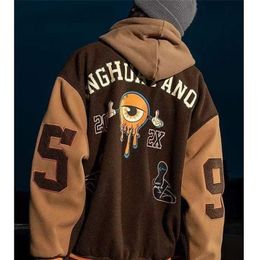 Men's Jackets Autumn winter Hip Hop Baseball Jacket Men Women Embroidery Jacket Letter Streetwear Jacket loose Vintage Windbreaker Couples ins 221006