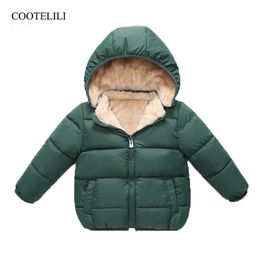 Down Coat COOTELILI Fleece Winter Parkas Kids Jackets For Girls Boys Warm Thick Velvet Children's Coat Baby Outerwear Infant Overcoat 221007