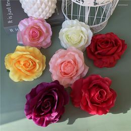 Decorative Flowers 20/100 Wholesale Artificial Large Silk Roses 13ccm For Flower Wall Backdrop Balls