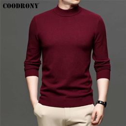 Sweaters COODRONY Autumn Winter Sweater Men Thick Warm Mock Neck Pullover Pure Colour Turtleneck Knitwear Mens Casual Brand Clothing Z1062 Y2210