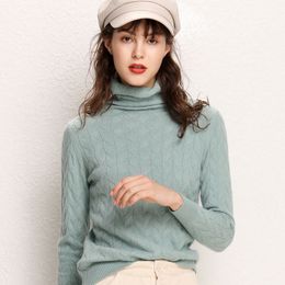 Women's Knits Tees Cashmere Wool Women Sweater and Pullovers Women Fashion Turtleneck Solid Color Long Sleeve Knitted Hemp Flowers Warm Sweater 221007
