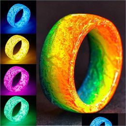 Other Festive Party Supplies Festives Mens And Womens Fluorescent Resin Lamp Rings Fashion Color Luminous Jewelry Hallowee Bdesybag Dhuor