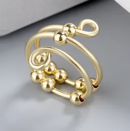 Women's Ring Unique Minority Simple Gold Ring Dual Layer Open-End Adjustable Decompression Rings