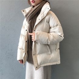 Women's Down Parkas fashion solid women's winter down jacket stand collar short single-breasted coat preppy style parka ladies chic outwear female 221007