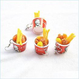 Dangle Chandelier Funny Grilled Chicken And Chips Irregar Dangle Earrings For Women Girl Cute Holiday Jewellery Childlike Foo Bdehome Dhjyt