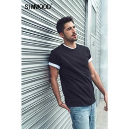 Men's T-Shirts SIMWOOD 2022 Summer new cotton t-shirt men o-neck solid color t shirt basic tees plus size short sleeve tops 190402 T221006