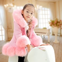 Down Coat Fashion Baby Winter Warm Fur Coats For Girls Long Sleeve Hooded Thick Girls Jacket For Christmas Party Kids Fur Outwear Clothing 221007