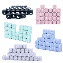 Baby Teethers Toys Baby Teether 100Pcs/lot English Alphabet Beads BPA Free For DIY Baby Teething Pacifier Chain Silicone Beads Letter 221007