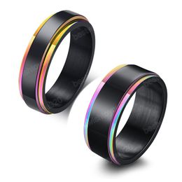 Fashion Simple Colorful Stainless Steel Spinner Ring for Women and Men Vinatge Wedding Jewelry Gifts