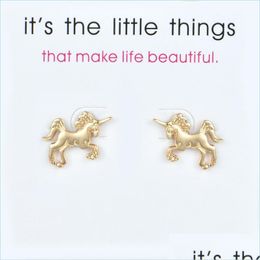 Stud Cute Earrings Alloy Exquisite Gold Sier Colours Stud Womens Pegasus Charming Card Jewellery Gifts For Girls Drop Delivery 20 Bdehome Dhhqp