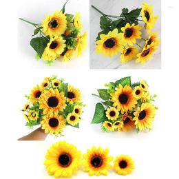 Decorative Flowers Diy Beautiful Sunflower Bouquet Silk Sun Flower Artificial Head For Home Garden Party Wedding Decoration S1