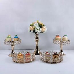 Diskplattor 6st Gold Mirror Metal Round Cake Stand Wedding Birthday Party Dessert Cupcake Pedestal Display Plate Home Decor C1008