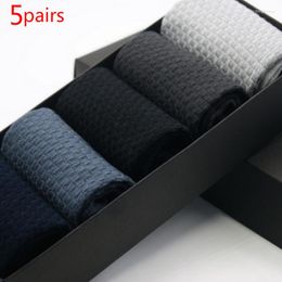 Men's Socks 5Pairs / Lot Bamboo Fibre Men Classic Deodorant Business Brand Crew High Quality Casual Compression