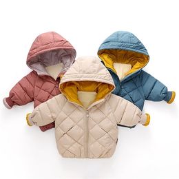 Down Coat VOGUEON Fleece Winter Parkas Kids Jackets For Girls Boys Thick Velvet Pocket Children's Coat Baby Outerwear Infant Overcoat 221007